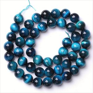 TEMU 6mm 8mm 10mm 자연색 파란색 타이거 아이 스톤 비즈 - 금색 갈색 줄무늬가 있는 광택된 둥근 느슨한 비즈, DIY 보석 만들기, 팔찌, 목걸이 및 공예 프로젝트에 적합, 타이거 아이 스톤 비즈, 공예 비즈 재료, 광택된 마감