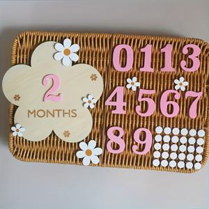 TEMU 목재 메모리 카드 세트, 목재 출생 마커, 사진 카드, 성장 카드 1 개월, 사진 , 임신 여정 카드, 생일 또는 신생아를 위한 완벽한 선물.