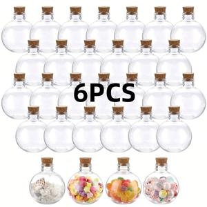 TEMU 6개 세트 구형 플라스틱 포션 병 - 샌드 아트, 캔디 및 DIY 공예용 라운드 볼 모양 장식용 항아리 - 크리스마스, 할로윈, 결혼식, 생일 등에 완벽함 - 배터리 필요 없음, 깃털 없음, 휴일 장식에 이상적, 휴일 장식 | 라운드 볼 항아리 | 내구성 있는 플라스틱, 포션 병 장식
