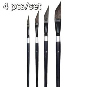 TEMU 4pcs 수채화 브러쉬 세트 - 나이프형 디자인, 목재 손잡이 및 금속 페룰링을 갖춘 나일론 털 – 아크릴 & 유화용, 예술가를 위한 완벽한 선물, 대형 디테일 붓, 미니어처용 그림 도구, 액세서리, 여행수채화 브러쉬, 스튜디오 공예품, 정밀 브러쉬, 내구성 있는 고급 소재, 예술가 키트, 학생들과 취미 화가에게 적합