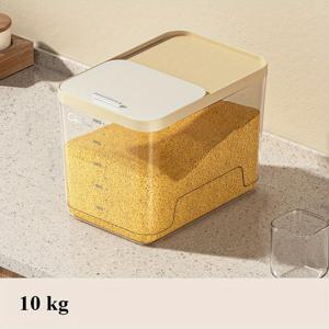TEMU 측량컵이 있는 밀폐형 쌀 보관 용기 - 곤충 및 습기 방지, 재사용 가능한 플라스틱 주방 정리함, 곡물, 밀가루, 건조 식품용, 뒤집는 뚜껑, 사각 디자인, 손세척 전용, 주방 저장 솔루션 | 현대적인 주방 용품 | 내구성 있는 플라스틱, 쌀솥|밥솥