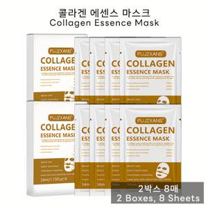 TEMU 콜라겐 투박스 여덟장 투명 페이스 마스크, 콜라겐 펩타이드 용해 탄력 리프팅 페이셜, 콜라겐 마스크 오버나이트