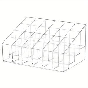 TEMU 24구획 투명 아크릴 메이크업 정리함 - 립스틱, 브러쉬 및 뷰티 도구용 가벼운 휴대용 화장품 보관 상자, 욕실 세면대 또는 살롱용 내구성 플라스틱 카운터탑 디스플레이 스탠드, 전원 필요 없음, 슬림한 디자인, 튼튼한 구조, 립스틱 오거나이저, 메이크업/코스메틱 오거나이저, 립스틱 디스플레이, 오래가는 립스틱, 향수 오거나이저