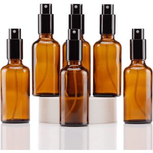 TEMU 3/6개 50ml(1.7oz) 앰버 유리 스프레이 병. 작은 미세 미스트 스프레이, 금속 캡, 에센셜 오일, 여행, 청소, 향수, 아로마테라피용 리필 가능|오일스프레이