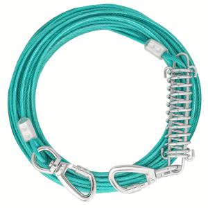 TEMU 개용 타이 아웃 케이블, 10피트 15피트 20피트 25F 30피트 40피트 50피트 75피트 100피트 마당 씹기 방지용 개 리드, 최대 125파운드의 대형견용 튼튼한 개 타이 아웃 케이블, 마당 또는 캠핑용 내구성 있는 개 러너