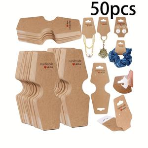 TEMU 50개 크래프트 종이 보석 디스플레이 카드, 보석, 팔찌 목걸이 디스플레이 소규모 비즈니스 용품에 적합합니다.