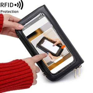 TEMU MIYIN 여성용 RFID 차단 폰 지갑 - 가벼운 합성 크로스바디 백 지퍼 클로저, 탈착 가능한 어깨끈 & 손목끈, 블랙, 여행 및 일상 사용에 완벽, 여행용 지갑 | 슬림한 블랙 지갑 | 합성 지갑, RFID 차단 카드 홀더, RFID 지갑, 여권 커버/홀더/케이스 여성용, 여성용 지갑, 여권 여행 지갑