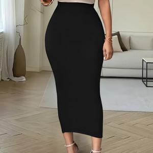 TEMU 여성용 우아한 머메이드 스커트 - 슬림핏 롱 플로우 테일러드 드레스 실루엣, 솔리드 컬러 (베이지//누드/토프) - 세탁기 사용 가능, 사계절 다용도, 파티, 웨딩 - 슬림핏 & 키 높이 롱 스커트