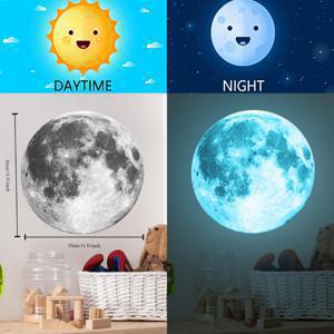 TEMU 1개 파란/녹색 발광 벽 스티커, 3D 달 스티커, 어둠 속에서 빛나는 홈 데칼 벽지, 천장 벽 데칼용, 거실/침실 장식용