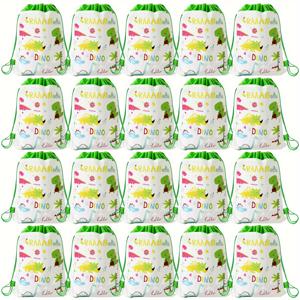 TEMU 20개, 공룡 파티 선물 가방, 공룡 생일 테마 파티 끈 조임 가방, 공룡 파티 간식 가방, 생일 선물 가방, 베이비 샤워 파티, 파티 용품 장식, 크리스마스, 할로윈