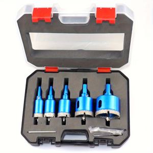 TEMU 18/20/25/35/45mm 구멍 톱 8개 세트, 2개의 육각 키, 1개의 위치 드릴, 유리 구멍 오프너, 위치 타일 드릴링 드릴 비트, 브레이징 드라이 드릴링 도구, 대리석 재료 전용, 전체 타일 및 암석 슬래브용