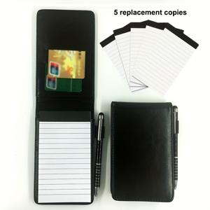 TEMU 7개 작은 메모장 홀더 세트, 가죽 포켓 노트패드 홀더와 50줄이 있는 시트, 금속 펜 및 교체 가능한 3x5인치 메모 패드 5개(각각 30매) 포함, 학교, 사무실, 가정에 완벽함