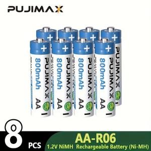 TEMU PUJIMAX 1.2V AA800mAh 니켈-금속 수소 충전식 배터리 4개/8개/12개/16개 대형 팩, 리모컨, 알람 시계, 초인종, 가스레인지, 온수기, 자동차 키, 게임 컨트롤러, 손전등에 적합, 고성능, 내구성 및 오래 지속되는 니켈-금속 수소 배터리 충전기를 사용해 주세요