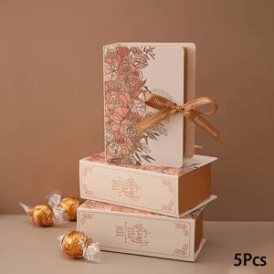 TEMU 파티, 결혼식, 생일 파티용 리본이 달린 책 모양 선물 상자 5개 세트 - 종이보드 캔디 초콜릿 포장 박스 및 선물 가방