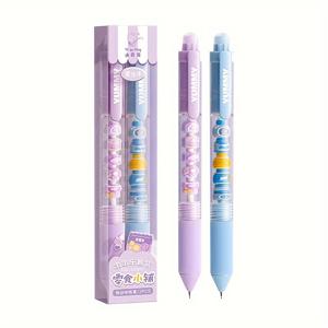 TEMU 2개 1박스 일본 간단한 만화 디저트 시리즈 패션 꼬치 프레스 중성 펜 0.5mm 검정 잉크 st 헤드 빠른 건조 서명 워터 펜