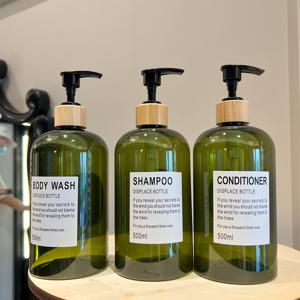 TEMU 샴푸, 컨디셔너, 샤워젤용 플라스틱 펌프 디스펜서 3세트 - 방수 라벨이 있는 세련된 심플한 욕실 보관 병, 천연 펌프, 추수감사절, 샴푸 디스펜서,모던 오거나이저, 디자인,무연 플라스틱,재충전 가능한 용기,여행 필수품