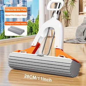 TEMU 1세트, 다용도 이중 접이식 스폰지 걸레 2개 리필 헤드, 바닥 청소용 스스로 짜는 스폰지 걸레, 손 씻기 없음, 건조/습기 사용, 침실, 주방, 욕실, 나무 및 타일 바닥, 청소 도구|물걸레청소기