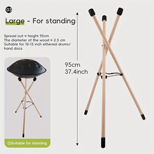 TEMU 행크드럼 스탠드 - 헤비듀티 솔리드 우드 핸드팬/듀얼 드럼 스탠드, 견고한 A-프레임 베이스 및 높이 조절 기능, 앉기/서기/다리 꼬기 자세 지원 - 핸드팬, 드럼, 테이블 호환 - 치료용 드럼, 음악 및 공연에 이상적 (우드, 멀티 모델) - 행드럼, 핸드팬, 발라폰, 도브란, 구르만스 등 호환 (화이트)