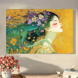 TEMU 구스타프 클림트의 '키스' - 빈티지 & 모던 골드 배경 액자 캔버스 벽 예술, 거실, 침실, 사무실 또는 주방을 위한 걸이 준비 완료 홈 데코 - 그/그녀를 위한 완벽한 휴일 선물, 귀여운 장식