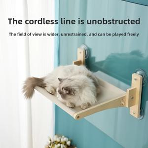 TEMU 2025년 신형 펫 캣 해먹, 아름다운 고양이 클라이밍 프레임, 창문용 햇빛 흡착 매달린 침대, 발코니 유리 고양이 용품