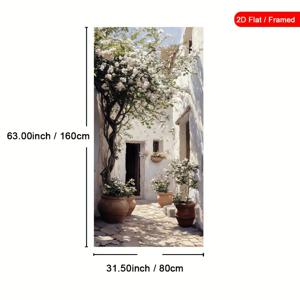 TEMU 2D 플랫, 1개 프레임 꽃 대형 벽 장식 캔버스 아트, 화이트 월즈 캔버스 프린트, 정원 포스터, 화분 예술 작품, 햇빛 그림, 홈 데코, 룸 에스테틱, 거실 침실용 선물 추천, 액자 포함 [2D 플랫]