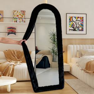 TEMU 1개 거울 커버, 플러시 바닥용 거울 커버, 소녀 선물, 매우 부드러운 미끄럼 방지 슬리브 자립형 멀티 사이즈 거울 커버 64x21인치 전체 몸체 거울 커버 따뜻한 장식, 거실 침실 옷장 전체 몸체 거울, TV 세트용(거울 없음)