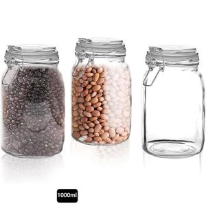 TEMU 1/2/3개 유리 마슨 유리병, 뚜껑 포함, 1리터(34oz) | 식품, 밀가루, 파스타, 커피, 스낵 등에 적합한 공기 투과형 보관용기 | 식기 세척기에서 안전하게 세척할 수 있으며 재사용 가능한 주방 정리용기 | 내용물을 쉽게 확인할 수 있는 투명한 디자인, 다용도 용기
