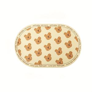 TEMU 1개 곰 디자인 가죽 느낌의 플레이스매트 - 귀여운 만화 곰과 
