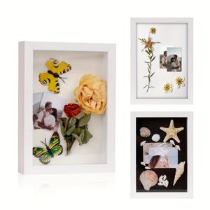 TEMU 분리 가능한 내부 프레임이 있는 나무 쉐도우 박스, 11*14인치 창의적인 디스플레이 케이스, 8*10 인치 메모라빌리아, 공예품, 티켓용 3D 사진 액자, 벽걸이 또는 테이블탑 사진액자 - 이중 컬러 매트 & 턴 버클 포함——사용하기 쉬움