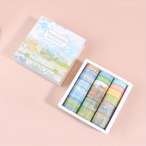 TEMU 모네 정원 테마 와시 테이프 세트 20롤/세트, 빈티지 젠틀 스타일 및 DIY 저널 장식 재료 테이프, 친구를 위한 선물