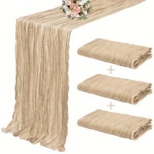 TEMU 3pcs 샴페인 테이블 러너 치즈 클로스 테이블 클로스 35x70 인치 (약 90 x 180cm) 가제 나라인 투명 치즈 클로스 테이블 클로스, 결혼식 신부와 청년 샤워 축제 파티 테이블 장식에 적합합니다.
