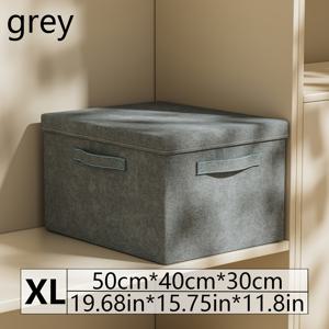 TEMU 1pc 큰 접이식 천 스토리지 상자, 뚜껑이 있는 회색, 옷장 정리, 가정 정리, 장난감 보관, 옷장 정리기 및 보관, 선반 바구니