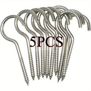 TEMU 5개입 고강도 대형 스크류 후크 - 4인치(10.2cm) 금속 천장 후크, 날카로운 나사산 팁, 벽, 천장, 문, 창문, 가구용