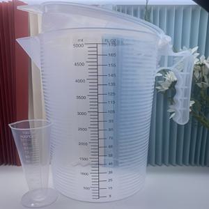 TEMU 주방 베이킹 및 실험실 도구용 100ml 미니와 2000ml 또는 5000ml巨大 두꺼운 컵으로 구성된 PP 플라스틱 측정 컵 세트 2 사이즈