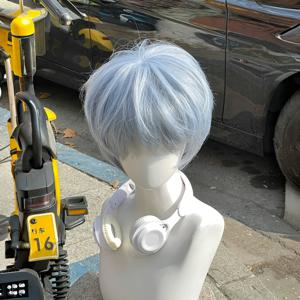 TEMU 남성용 아이스 블루(라이트 그레이/블루) 가발 - 자연스러운 짧은 헤어스타일, 통기성 좋은 전체 머리 커버리지, 무부피, 코스프레 및 사진 촬영, 일상 및 특별 행사용 - 모든 연한 베이지 톤 & 인종에 적합, 세련된 외관, 안전한 착용 캡, 사진 촬영 소품, 스타일리시 헤어피스, 경량 구조, 일상 사용자용