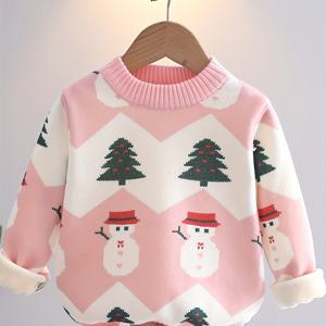 TEMU 여아용 겨울 자켓 - 따뜻한 긴팔 소프트 스웨터 코트, 라운드넥 & 플래킷, 손세탁 가능한 포근한 아우터웨어, 크리스마스, 새해, 놀이용 - 무거움 없는 디자인