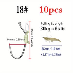 TEMU 10개 빛나는 산란된 새우 가시 - 밝은 흰색, 옵션으로 보이기 쉬움, 큰 물고기 및 새우에 이상적, 휴일 및 아버지의 날 선물에 완벽, 낚시 가시, 생동감 있는 가시 디자인, 내구성 있는 금속 가시