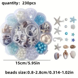 TEMU 8-28mm 아크릴 블루 & 화이트 비즈 DIY 오션 비드 세트 | 해마, 조개, 바다별 장식용 비드 - 팔찌, 핸드체인, 폰 체인 제작 완벽한 주얼리 만들기 세트 & 여성을 위한 선물, 하와이아 열광자들을 위한 멋진 디자인