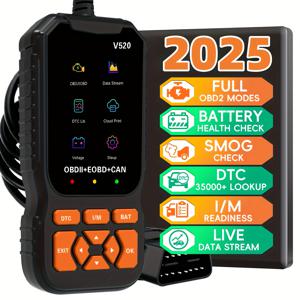TEMU 10개 언어 지원-OBD2 차량 스캐너 진단 도구 - 오류 코드 읽기, 초기화 기능, 35901 트러블 코드 라이브러리, 실시간 데이터 스트림, 산소 센서 테스터, 배터리 전압 측정, 모드 6/8 감지, 컴팩트 디자인, 사용 간편, 고품질 테스터, 정밀 검사, 자동차 전문가용 OBD2 리더