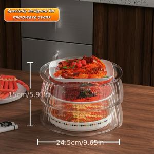 TEMU 2개 세트 전자레인지 가열 커버, 고온 내성 200℃ 392℉, 투명 상단으로 음식 관찰 용이, 다용도 사용 가능, 식품 준비/과일/채소 접시, 냉장고 식품 보관, 야외 식품 보온, 케이크 보관 상자 보호, 쌓기 가능, 보관 용이, 낙하 방지, 내구성, 가정, 레스토랑, RV, 여행, 야외 피크닉, 설날, 춘절, 할로윈, 크리스마스 선물에 필수