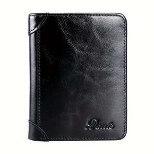 TEMU 1pc 남성용 진짜 가죽 삼중지갑, ID 창 상층 소가죽 RFID 차단 빈티지 지갑, 다기능 신용카드 거치대