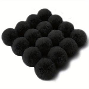 TEMU 16개 팩 3.2인치 인조 토끼털 폼폼, DIY 공예용 탄성 고리 포함, 모자, 신발, 스카프, 장갑 및 가방용 푹신한 액세서리