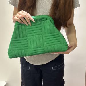 TEMU 시크한 여성용 두꺼운 니트 클러치 - 단색, 대용량, 저녁 및 일상 사용에 완벽 - 카키, 그린, 블랙 색상 가능