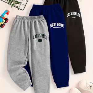 TEMU 3pcs 남아용 도시 테마 패치 긴 바지 - 따뜻한 겨울 & 가을 캐주얼 웨어, 다양한 도시 이름 프린트 (예: 런던, 파리), 일상복에 적합한 레귤러 핏 - 부모님을 위한 쉬운 관리, 아이들을 위한 내구성 있는 바지, 시원한 계절에 완벽한 아웃도어용|냉장고바지|바지|패션