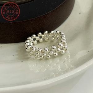 TEMU 보호 심플 스타일 천연석 925 스털링 실버 비즈 탄성 조절 가능 반지 여성용, 수제 DIY 디자인 패션 다재다능 고품질 주얼리 일상 파티 모임, 데이 선물 상자 포함 (1팩)