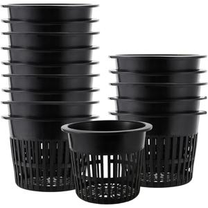 TEMU 25개 JOIKIT 빈티지 스타일 플라스틱 넷 포트, 기하학적 패턴, 가벼움, 둥근, 테이블탑, 실내 및 실외 수소온이, 아쿠아포닉스, 오르키드용 - 블랙