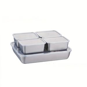 TEMU 밀봉 뚜껑이 있는 5개 세트의 스테인리스 스틸 식품 보관 용기, 전자레인지 사용 가능, 뚜껑 포함, 쌓을 수 있고 재사용 가능, 식사, 고기, 과일 및 야채 보관용, 주방 보관 및 정리, 주방 액세서리|전자레인지|트라이탄밀폐용기