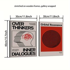 TEMU 2개 목재 액자 캔버스 포스터, 과소생각, 추상 기하학 포스터, 레트로 스타일, 창의적인 방수 캔버스 포스터, 침실, 사무실, 거실, 카페, 바, 가정 및 기숙사 벽 장식