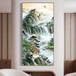 TEMU 1개 우아한 캔버스 벽걸이 아트 - 산과 폭포, 소나무가 있는 평화로운 풍경 - 거실, 침실 또는 사무실 장식용 액자 없음, 방수 무취 인크 패브릭 프린트 대형 캔버스 포스터