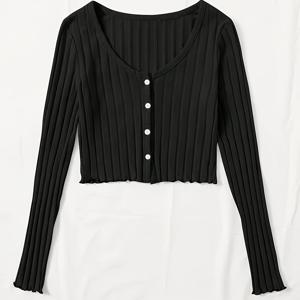 TEMU 우아한 여성용 긴팔 탑 - 블랙 라운드넥 버튼 프론트 플라켓, 세로 주름 디테일, 봄/가을 캐주얼 & 정장용 기계 세탁 가능 레귤러 핏, 새해를 위한 우아한 셔츠, 비침 방지 원단